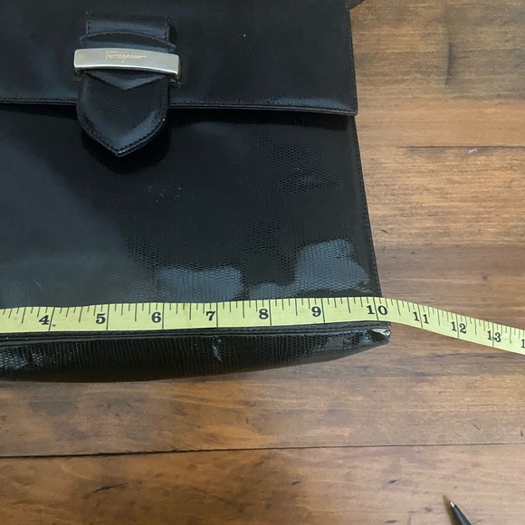 Vintage Ferragamo Snakeskin Embossed Black Leather Convertible Clutch - Picture 7 of 7